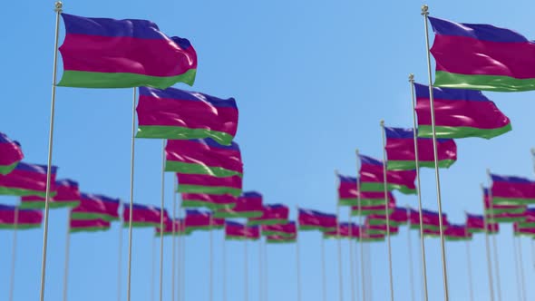 Kuban Peoples Republic Row Of National flags Walk Throw Animation