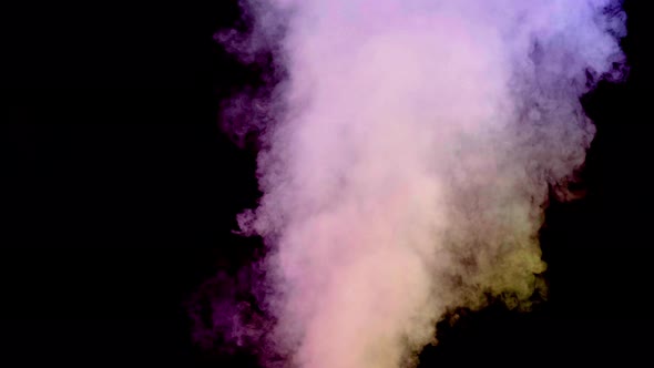 White Cloud of Smoke with Colored Edges Rising From Black Background alt