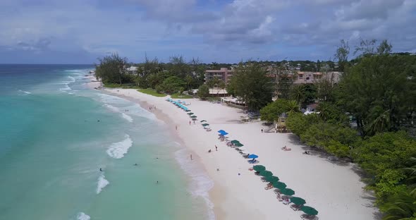 White Sand Beach And Hotels In Barbados