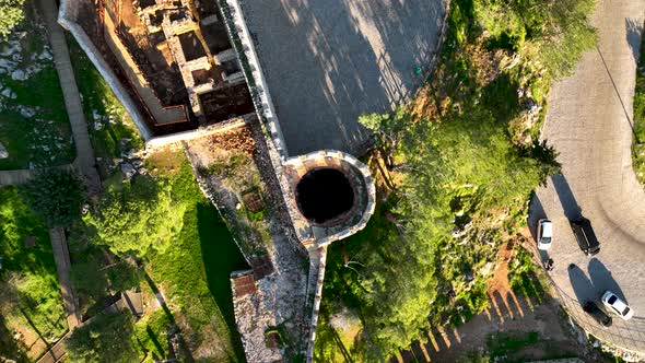 Old Fortress on the Mountain Aerial View 4 K