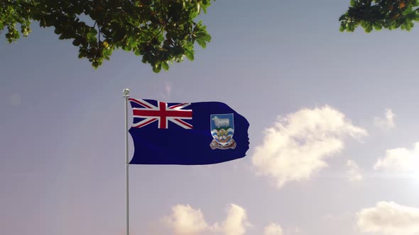 falkland Islands Flag With  Modern City 