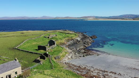 Aerial View of Inishkeel Island By Portnoo Next to the the Awarded Narin Beach in County Donegal