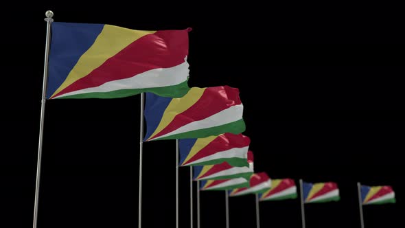 Seychelles Row Of Flags Animation Include Alpha Channel
