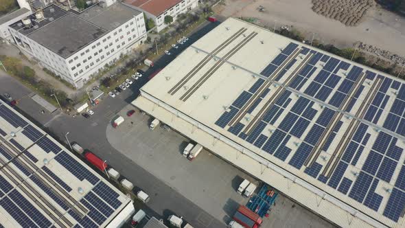 Solar power station on factory rooftop