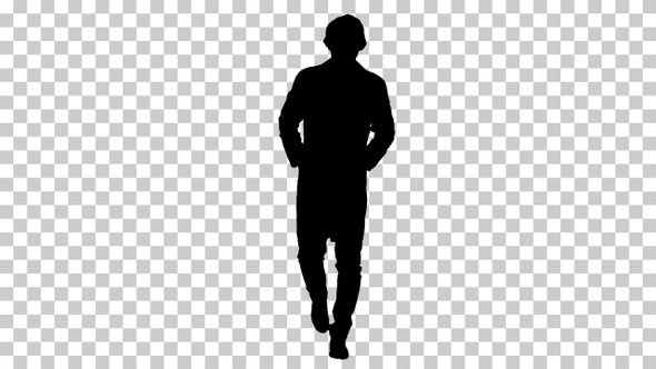 Silhouette Walking male doctor, Alpha Channel