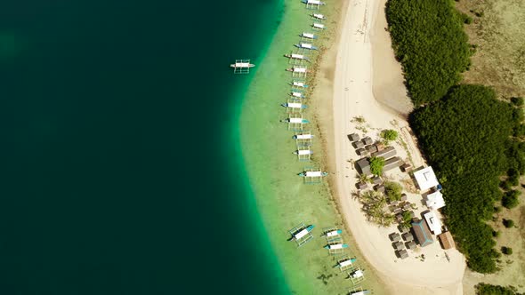 Tropical Island with Sandy Beach. Palawan, Philippines