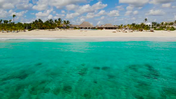 Blue Sea Water Horizon on Tropical Exotic Resort