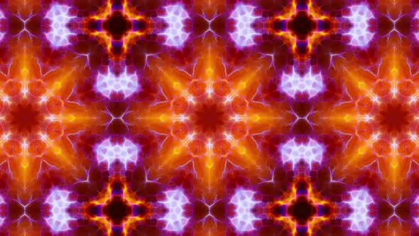 Fractal Red and Blue Kaleidoscope Fire Background Loop 4K 08