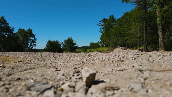 Taking off with drone on a warm summer day.