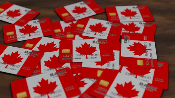 credit cards background with canada flag