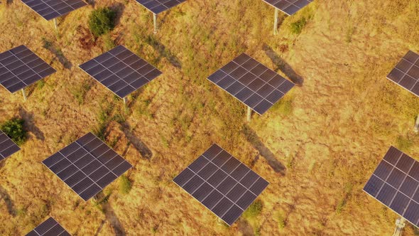 Aerial shot of a hillside in Southern California covered with solar panels