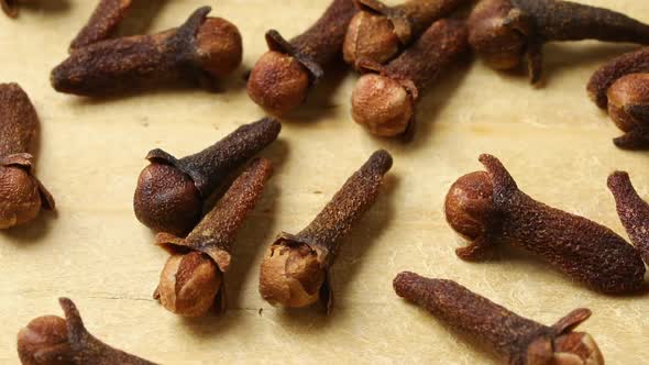 Group of raw dried cloves close up