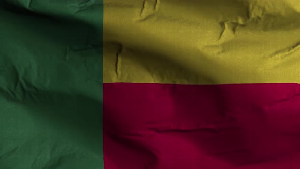 Benin Flag Textured Waving Background 4K