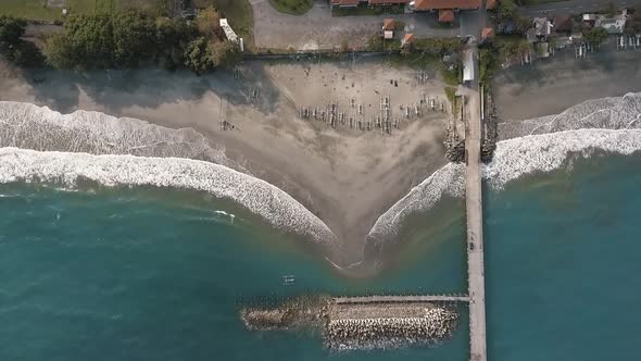 aerial view of tanah ampo pier, shot in full hd.