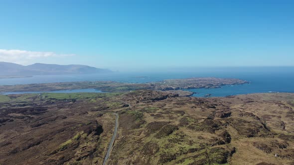 Flying Above Peatbog By Portnoo in County Donegal  Ireland