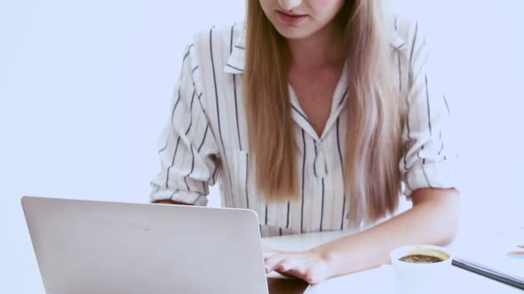 Blonde Business Woman Working at Modern Office