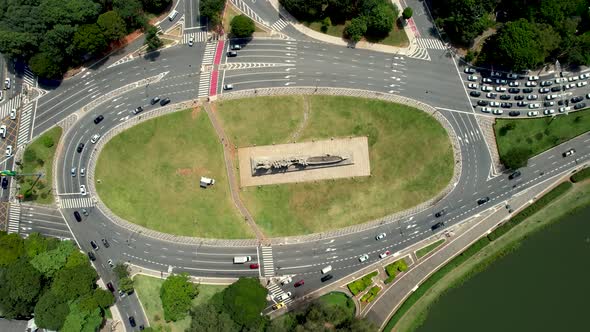 Downtown of Sao Paulo Brazil. Stunning landscape of Ibirapuera park.