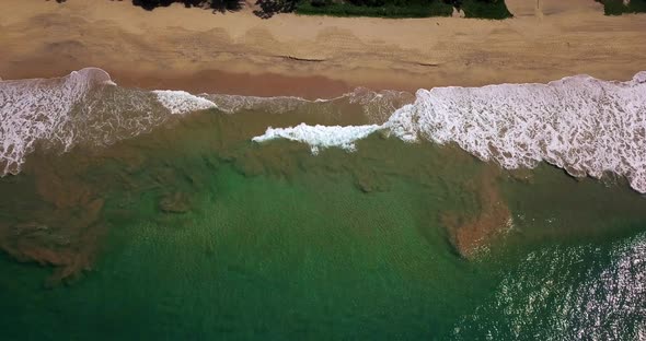 Tropical Landscape of Sand Beach and Sea Waves Rolling in