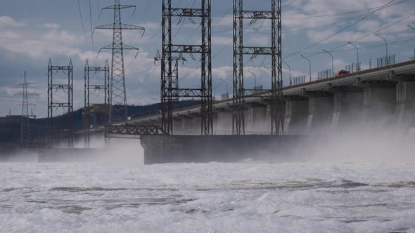 The Hydroelectric Power Plant Discharges Large Amounts of Water
