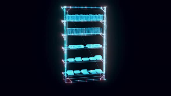 Market Shelf Snacks Hologram Rotating 4k alt