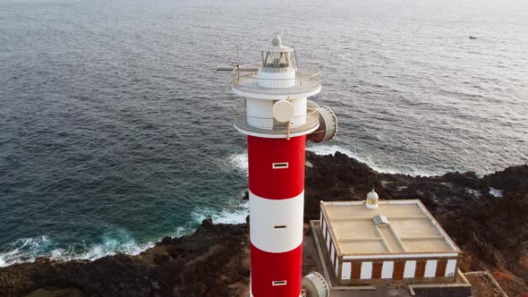 Drone view Sunset Lighthouse Tenerife 4k