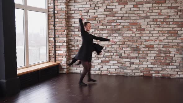 Expressive Modern Dance of Young Ballerina in Loft Style Room