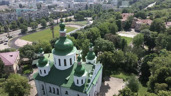 Kyiv. Ukraine: St. Cyril Church in Kyiv. Ukraine. Aerial View.