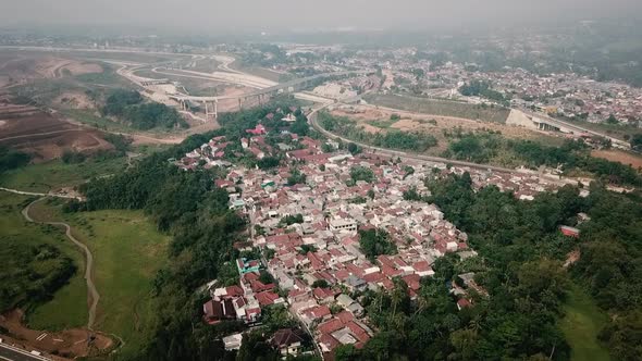 Aerial View A Villages On Rural Area In Java Indonesia