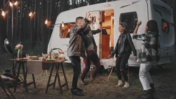 Tourists Partying on Summer Evening