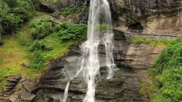 Steinsdalsfossen Is a Waterfall in the Village of Steine in the Municipality of Kvam in Hordaland