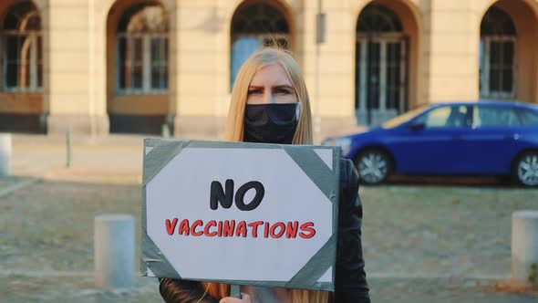 Young Woman Protesting Against Vaccination