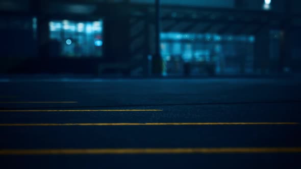 Night Supermarket Parking Outside View