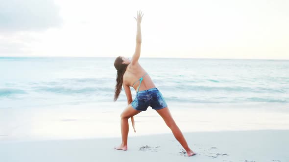 Woman performing stretching exercise