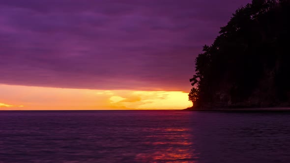 Sea Sunset in the Mountains