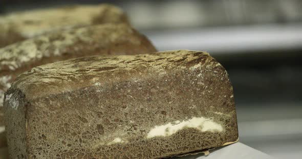 Perfect Freshly Baked Loaves Of Brown Bread - Cooling Down Bread - Closeup Shot