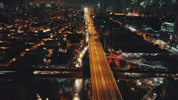 Aerial View Free City Road at Night