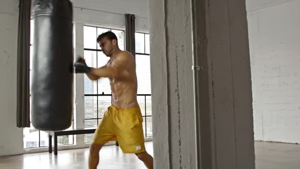 Athletic Male Boxing Slow Motion