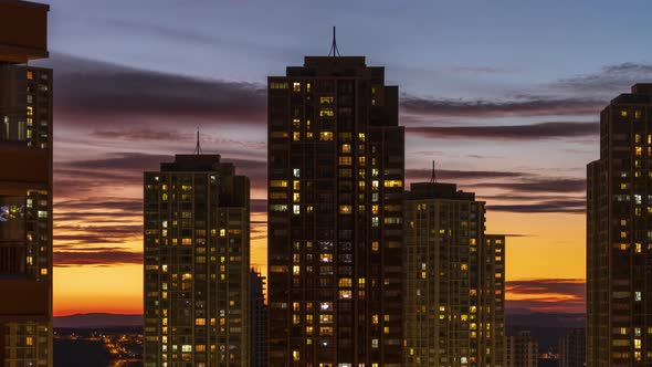 City Lights And Sunset