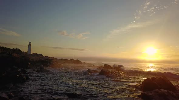 Aerial Footage of Portland Head Light  