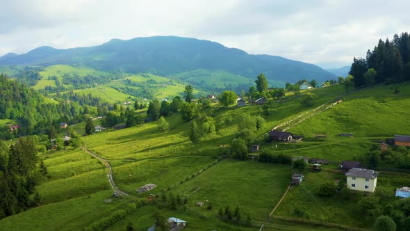 Bright Rolling Countryside Around a Farm in the Morning Light