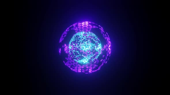 Glowing Purple And Blue Spheres Rotation