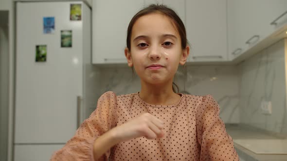 Upset Preteen Girl Shedding Tears Expressing Sadness Indoors