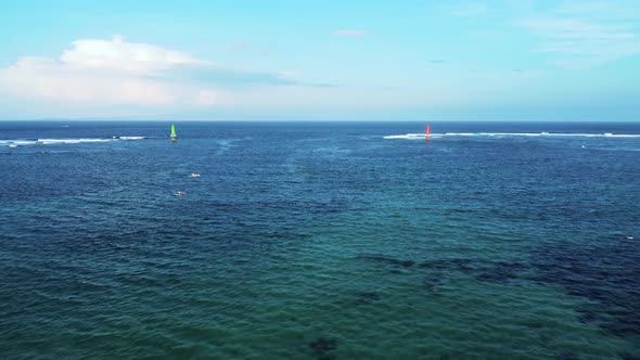 Drone Fly Over Ocean to the Lighthouses on Sunset