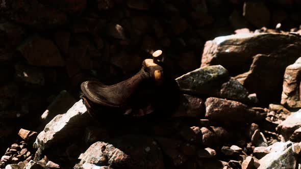 Old Leather Saddle on the Stone Outdoor