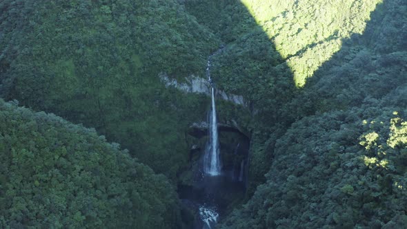 Aerial view of Cascata do Poco do Bacalhau, Portugal.