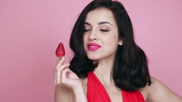 Beautiful girl acting on colored backgrounds