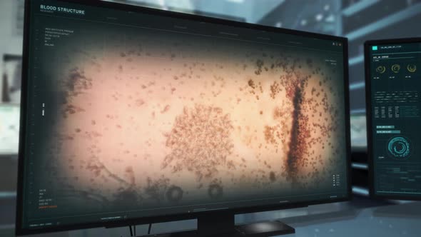 Patients Blood Cells Scattering Analysis By Advanced Computer Program At A Lab alt