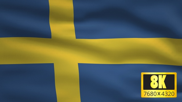 8K Sweden Windy Flag Background