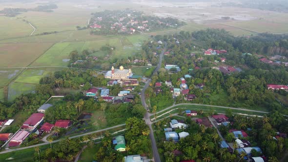 Aerial view Malays kampung and mosque