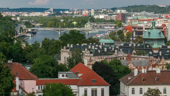 Area Lesser Town of Prague Mala Strana Timelapse Near the Church Saint Vitus Ventseslaus and